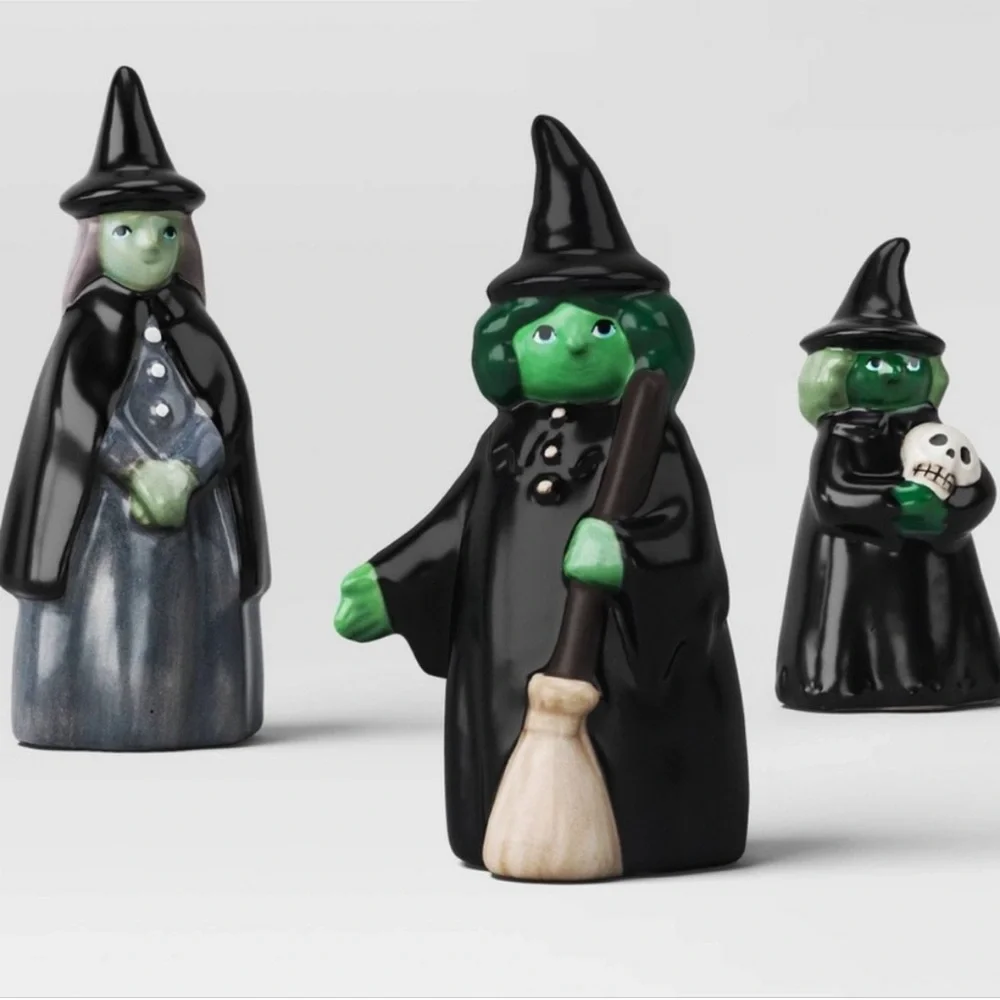 Set of 3 Mini Mantle Ceramic Witch Figurines Hyde & EEK! Halloween 2025